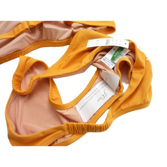 NWT J.Crew Bikini Swimsuit Marigold Orange Yellow XL Scrunchie Straps Two Piece - Picture 5 of 5